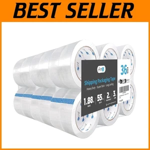 Industrial Strength Packaging Tape - 36 Rolls, 2.2 mil Thick - Picture 1 of 10