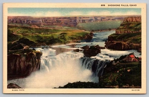 Vintage Shoshone Falls Idaho Leinen Postkarte Bisbee Foto Panoramablick - Bild 1 von 2