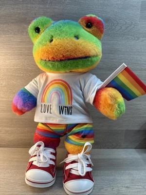 Build A Bear Rainbow Pride Frog Plush Retired Pride Month 2022 Limited Edition - Image 1 of 4