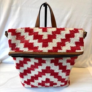 Patricia Nash Woven Casoli Convertible Backpack Red FLAWS READ NO STRAPS - Picture 1 of 17