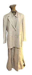 Maxi Vestido Blazer De Colección Años 90 Lino Talla 18 Clásico Retro Minimalista Mujer Neutral - Imagen 1 de 15