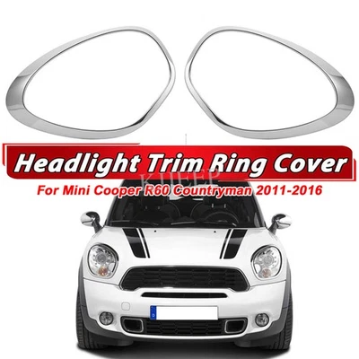Pair Headlight Lamp Bezel Trim For 11-16 Mini Cooper Countryman R60 Paceman R61 Foto 1 de 4
