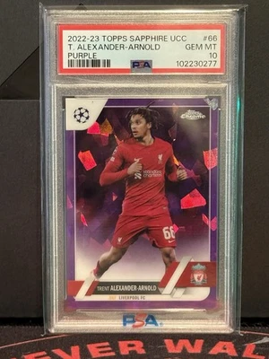2023-24 Topps Saphire UCC #66 T. Alexander-Arnold Purple 2/15 PSA 10 Pop1 - Image 1 of 4