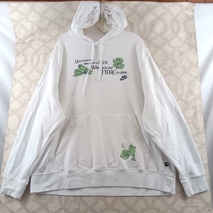Nike White Graphic Hoodie Sweatshirt Fleece Lined Mens XXL - Picture 1 of 11