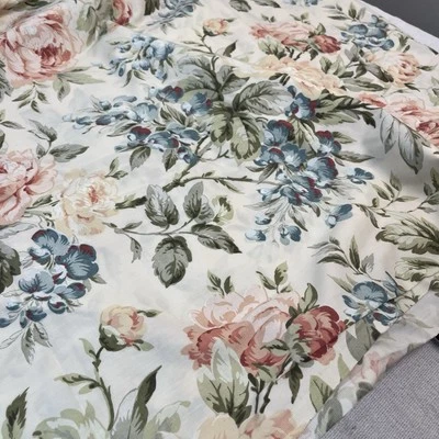 vintage revman flat sheet king red green floral cotton blend y2k 90s 80s usa - Image 1 of 4