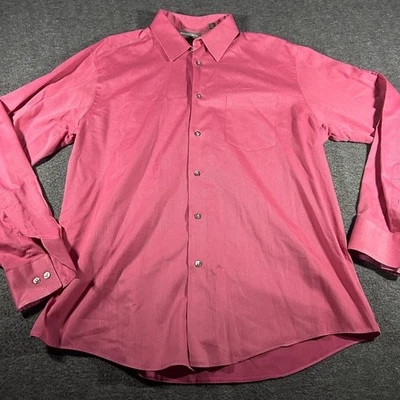 Geoffrey Beene Mens Sz 17 34/35 Pink Stripe Long Sleeve Button Down Dress Shirt - Image 1 of 4