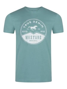 Mustang Camiseta Hombre Cuello Redondo Manga Corta Logo Print Verano Algodón Neu - Imagen 1 de 14