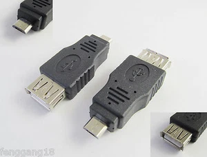 10pcs USB 2.0 A Female Jack to Micro-B 5 Pin Male Plug OTG Adapter Connector F/M - Picture 1 of 6