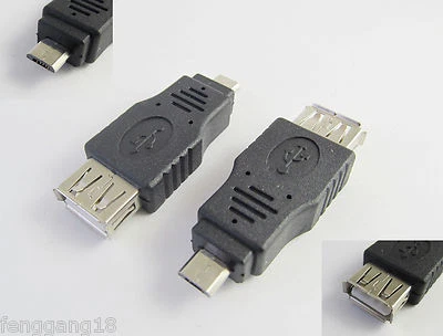 10pcs USB 2.0 A Female Jack to Micro-B 5 Pin Male Plug OTG Adapter Connector F/M - Image 1 of 4