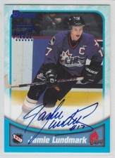 1999 BOWMAN CHL HOCKEY JAMIE LUNDMARK HARD AUTO BLUE Autograph BA9 Warriors