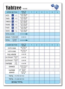 Yahtzee Score Pads - 50 Tear Off Game Sheets per Pad - A5 Size - 6 Games on Each - Picture 1 of 4
