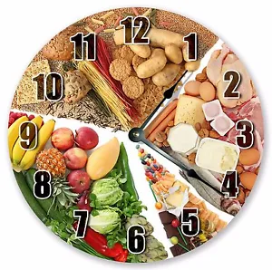 Large Home Décor Wall Clocks Kitchen FOOD GROUPS CLOCK Nuts Fruit Veggies 3173 - Picture 1 of 10
