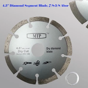 4.5" Dry Diamond Segment Saw Blade 7/8-5/8 Abor General Purpose w/ 5/8 Reducer - Bild 1 von 1