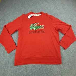 Lacoste Men's XL Logo Crewneck Sweatshirt special fleece Red Classic Fit NWT - Picture 1 of 12