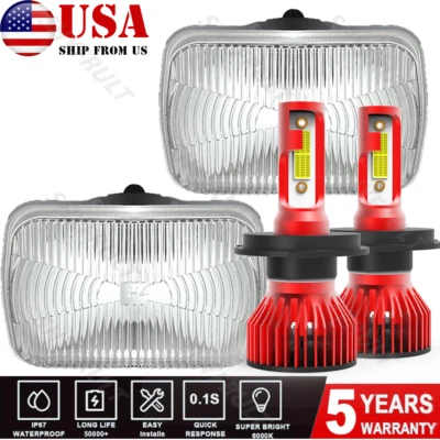 Pair 5X7" 7X6 LED Headlights Hi/Lo Beam For Chevrolet V30 1987 6500K white Foto 1 de 4