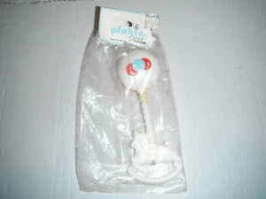 Vintage Plakie Toys Original Packaging Baby Rattle Rocking Horse Balloons - Picture 1 of 9