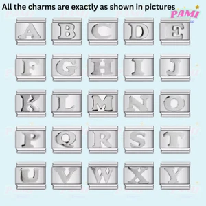 Italian Charm Silver alphabet letter Modular fits all classic 9mm bracelet - Picture 1 of 29
