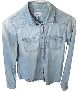 Top donna American Eagle stile western denim piccolo S - Foto 1 di 7