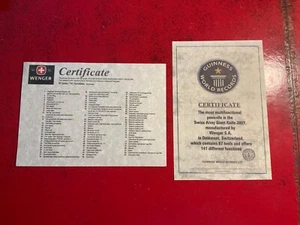 Guinness World Records & Certificate For Wenger Giant Swiss Army Knife 16999 - Picture 1 of 7