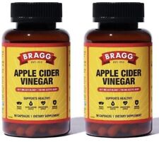 2 Bragg Apple Cider Vinegar ACV Vitamin D3 & Zinc 750Mg Acetic Acid 90 Capsule