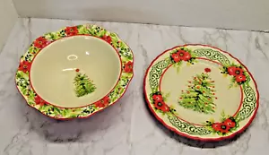 Pioneer Woman Holiday Cheer Christmas Serving Bowl Garland Desert Plate - Picture 1 of 5