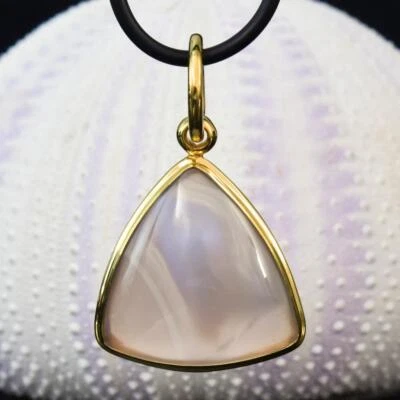 Pendant Purple Chalcedony Cabochon & 18K Gold Vermeil Sterling Silver 6.62 g - Image 1 of 4