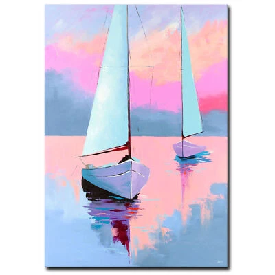 NOVAARTE Acryl Bild Gemälde Segel Boot Abstrakte Malerei Moderne Kunst ORIGINAL - Bild 1 von 4