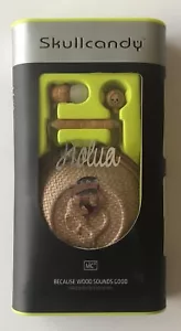 Skullcandy Holua Earbuds Solid Wood Housing with Gold Trim and Inline Mic - Picture 1 of 2