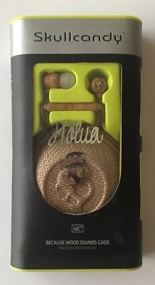 Skullcandy Holua Earbuds Solid Wood Housing with Gold Trim and Inline Mic
