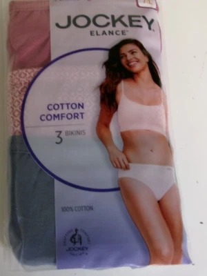 3 Jockey Elance Cotton Comfort Bikini Size 7 Multi-color Style 1489/673 - Image 1 of 2