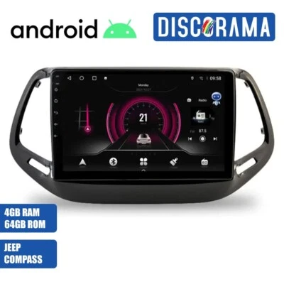 AUTORADIO ANDROID JEEP COMPASS 4/64GB 2016-2020 STEREO AUTO TOUCH 10" WIFI NAVI - Immagine 1 di 4