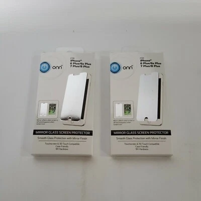 SET OF 2 ONN MIRROR GLASS SCREEN PROTECTOR FOR iPHONE 6+/6S+/7+/8+ - Image 1 of 4