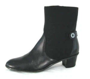 Circa Joan David Boots Sz 7N Black Ankle Campion Leather Fabric 7 N Narrow Shoes - Picture 1 of 8