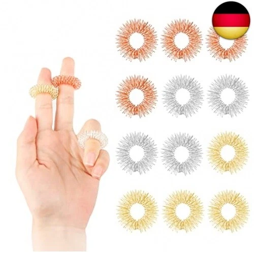 ENCURYNA 12 Stücke Massageringe für Finger, Akupressur Ringe Set Akupressurring M