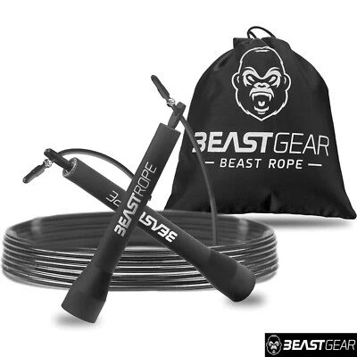 Profi Springseil Fitness Sprungseil Stahlseil Kugellager Hüpfseil Seilspringen - Bild 1 von 4