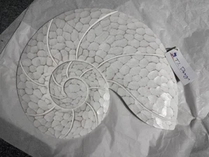 T.I. Diseño Tallado a Mano Costero Blanco Nautilus Shell Playa Decoración de Pared - Imagen 1 de 3