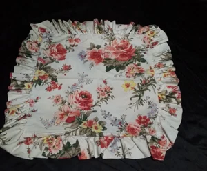 Ralph Lauren Petticoat Floral Pillow Cover 15x15 Ruffled Cottage Zip Close White - Picture 1 of 6