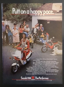 1981 Suzuki Motorbikes Vintage 8x11" Print Ad Ephemera Putt on a Happy Pace - Picture 1 of 3