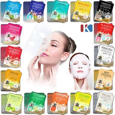 42 PCS Korean Essence Facial Mask Sheet Nose Strip Set Moisture Face Mask Pack - Image 1 of 4