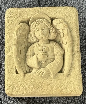 Small 2" by 2.5 " by 1" Carruth Angel Wall Hanging Stone-2002 - Image 1 of 4