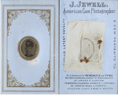 AMERICAN GEM TINTYPE CDV BY JEWELL PORTRAIT OF LADY VICTORIAN FASHION #D4379 - Image 1 of 3