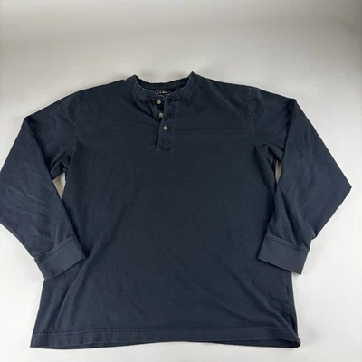 Camisa LL Bean Hombre Mediana Regular Negra Algodón Henley Calce Tradicional Manga Larga Foto 1 de 4
