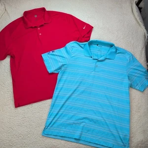 Nike Golf & Adidas Pure Motion Golf Polo Lot of 2 Mens Large Dri-Fit Performance - Picture 1 of 14