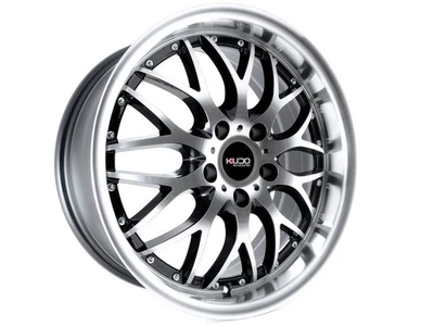 Kudo Racing Revolution 17x7.5 5x120 Black with Polish Face Wheels Rims Fit BMW - Image 1 of 4