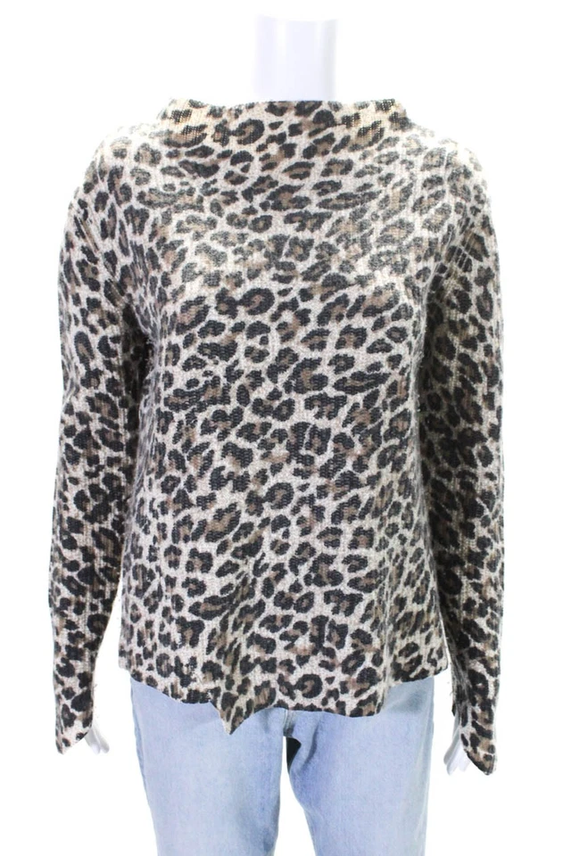 Generation Love Womens Wool Leopard Print Mock Neck Sweater Multicolor Size M - Image 1 of 4