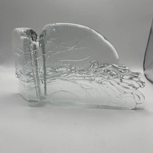 Joel Candace Bless Clear Abstract Art Glass Candle Vase Glasslight Studios 1993 - Picture 1 of 11