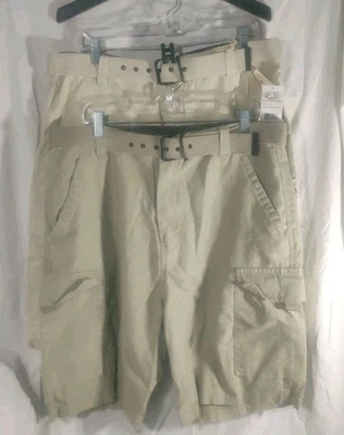 LOTE de 2 ~ Pantalones Cortos de Carga OTB Jeanswear Para Hombre Talla 40 Cinturón Caqui Utilitario Senderismo  Foto 1 de 4