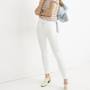 Madewell 36P Petite 10" High-Rise Skinny Jeans in Pure White Step-Hem K9112 - Picture 1 of 7