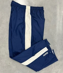 Vintage Nike Track Pants XXL Blue White Side Stripe 90s Y2K Windbreaker - Picture 1 of 9
