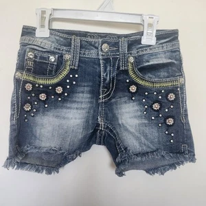 Miss Me Kids Floral Denim Shorts Size 12 - Picture 1 of 9